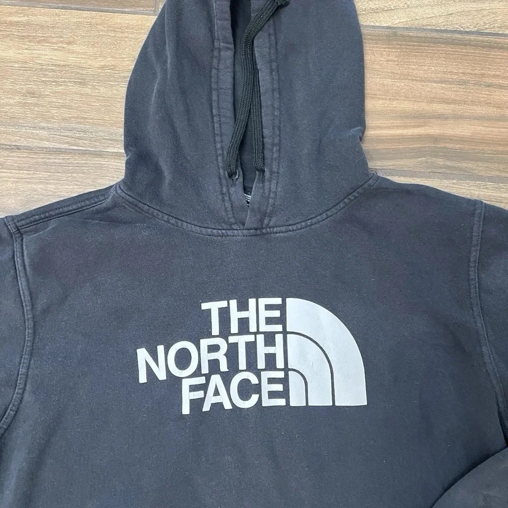 The North Face Hoodie Mens Large Black Big Logo Pullover Sweatshirt